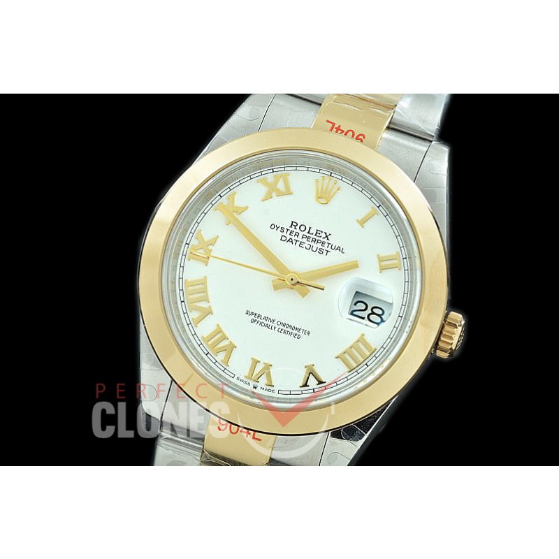 0 0 R41DJT-371 GMF 904L Steel 126333 Smooth/Oyster SS/YG White Roman Asian 2824 