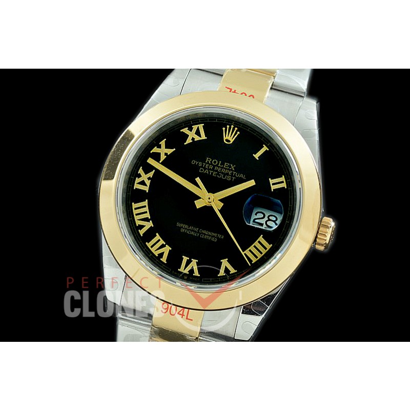 0 0 R41DJT-372 GMF 904L Steel 126333 Smooth/Oyster SS/YG Black Roman Asian 2824 
