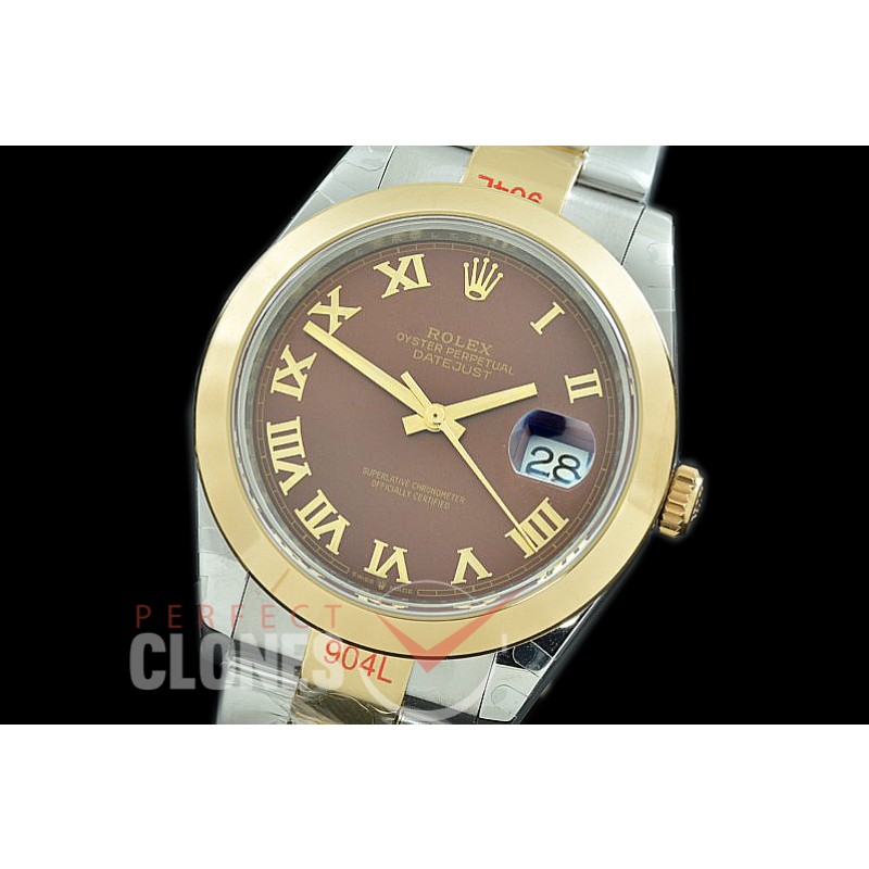 0 0 R41DJT-376 GMF 904L Steel 126333 Smooth/Oyster SS/YG Brown Roman Asian 2824 