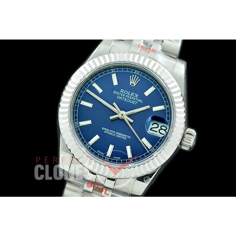 R31DJS-104 GMF 904 Steel Datejust Midsize 278274 SS/SS Fluted/Jubilee Blue Sticks Asian Clone 2824