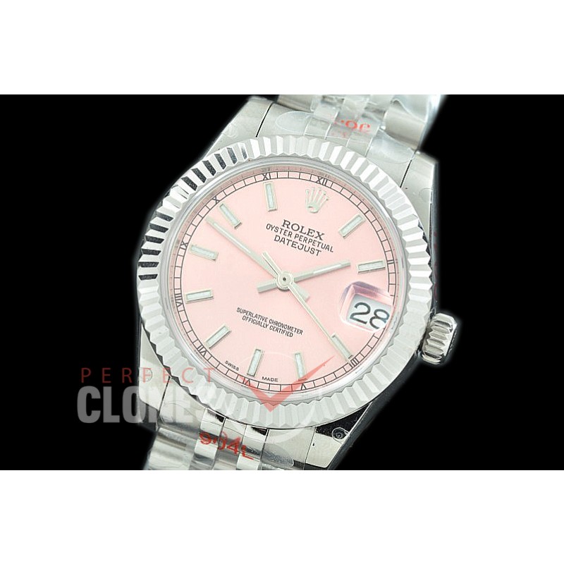 R31DJS-105 GMF 904 Steel Datejust Midsize 278274 SS/SS Fluted/Jubilee Rose Pink Sticks Asian Clone 2824