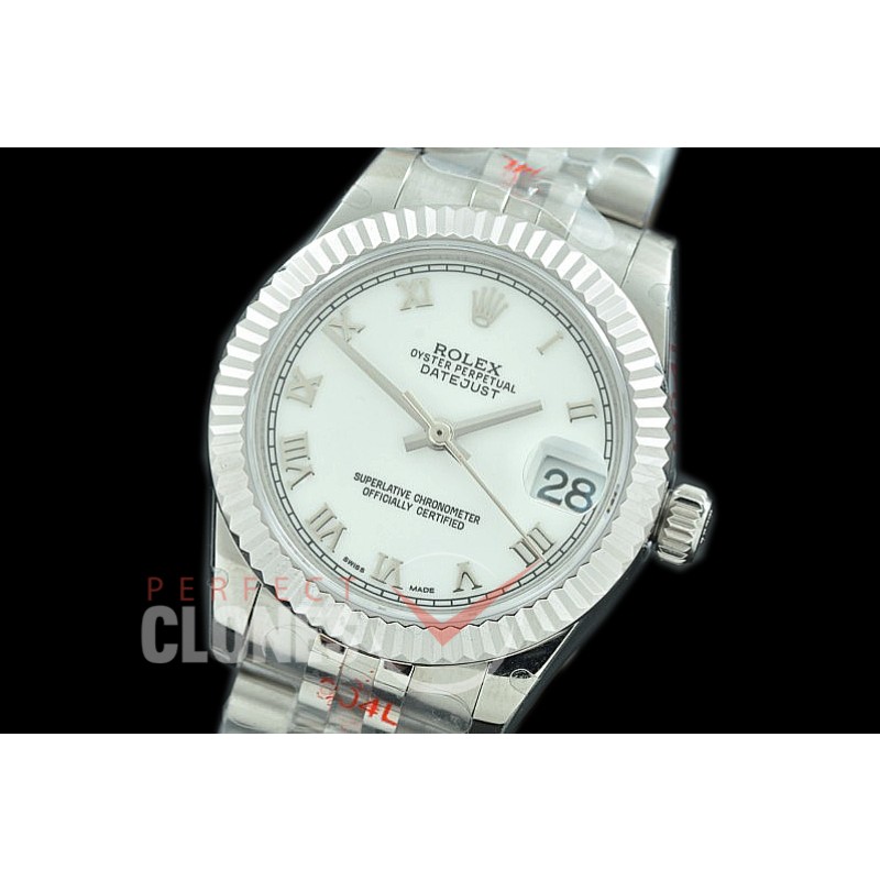 R31DJS-121 GMF 904 Steel Datejust Midsize 278274 SS/SS Fluted/Jubilee White Roman Asian Clone 2824