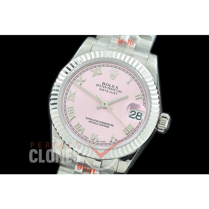 R31DJS-125 GMF 904 Steel Datejust Midsize 278274 SS/SS Fluted/Jubilee Rose Pink Roman Asian Clone 2824
