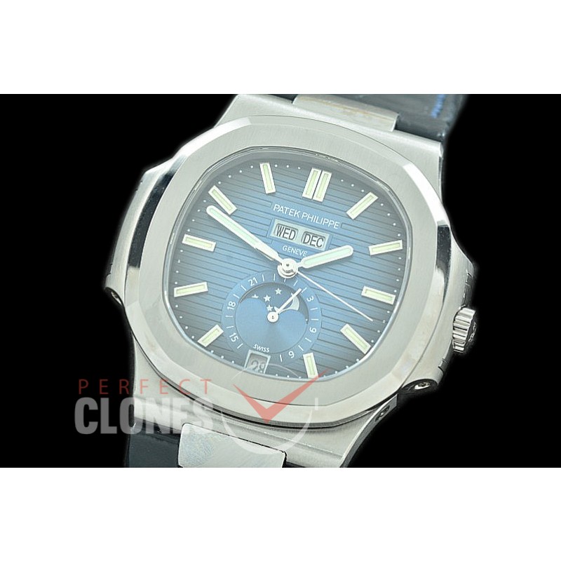 PP-5726-013L PF Nautilus 5726 Annual Calender SS/LE Blue Miyota 9100 Mod to Calibre 324
