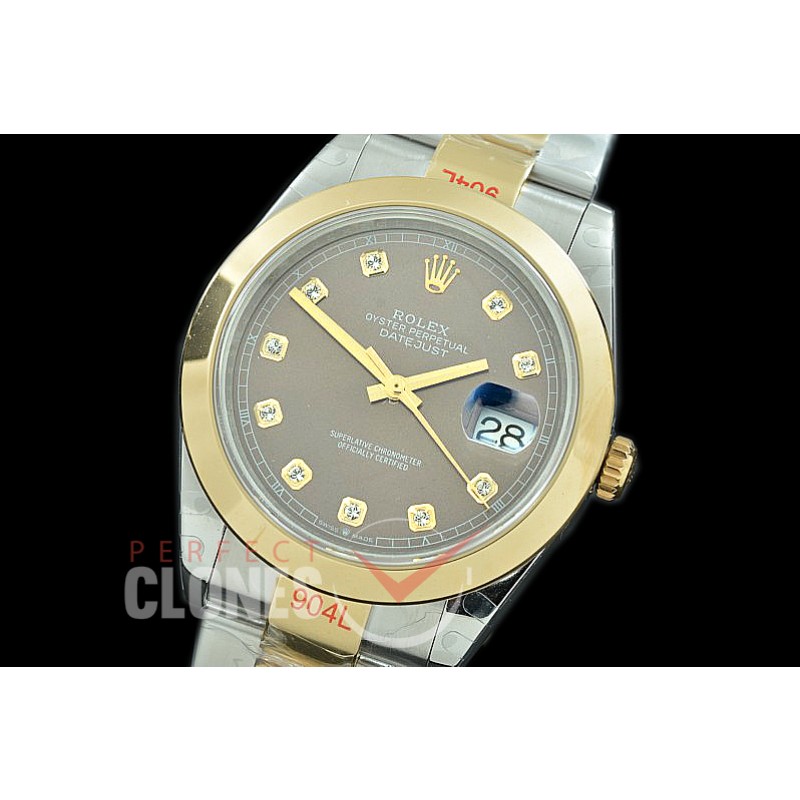 0 0 R41DJT-363 GMF 904L Steel 126333 Smooth/Oyster SS/YG Dark Rhodium Diamonds Asian 2824 