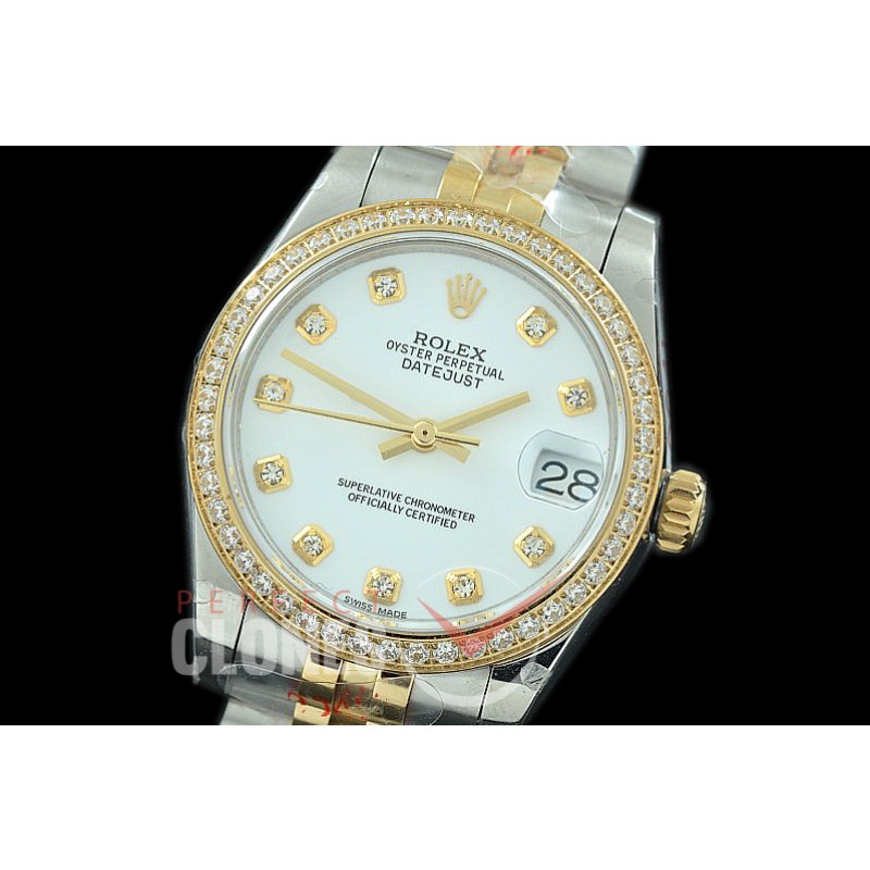 R31DJT-111D GMF 904 Steel Datejust Midsize 278383 SS/YG Fluted/Jubilee White Diamonds Asian Clone 2824