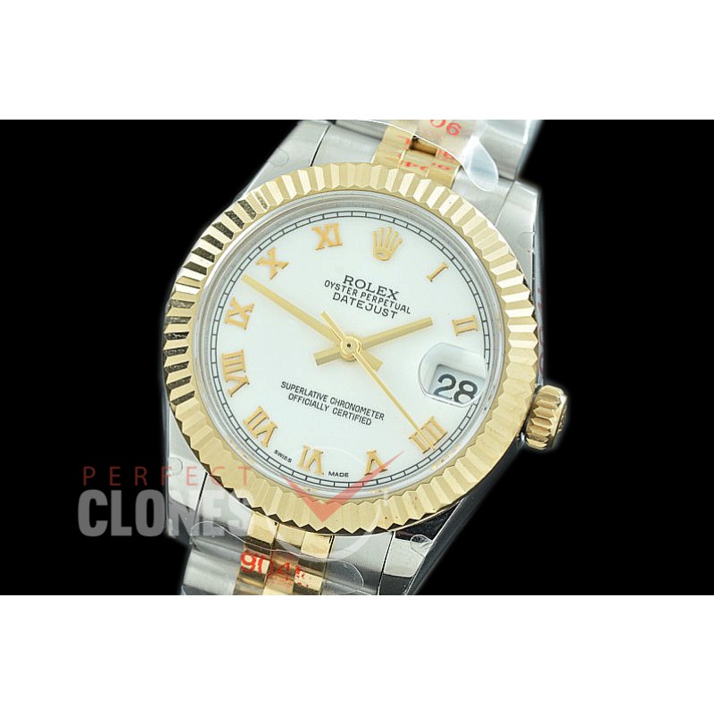 R31DJT-121 GMF 904 Steel Datejust Midsize 278273 SS/YG Fluted/Jubilee White Roman Asian Clone 2824