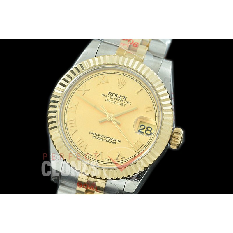 R31DJT-125 GMF 904 Steel Datejust Midsize 278273 SS/YG Fluted/Jubilee Gold Roman Asian Clone 2824