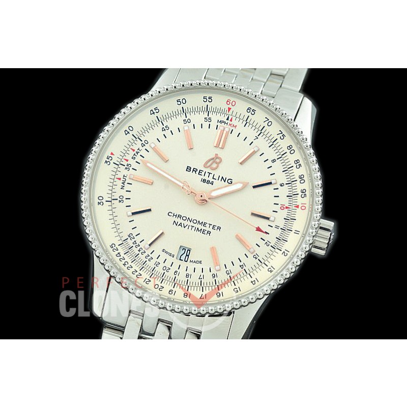 BLNV-41-101 TBF Navitimer 41mm Automatic SS/SS White A-2824 