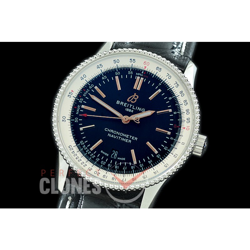 BLNV-41-102L TBF Navitimer 41mm Automatic SS/LE Black A-2824 