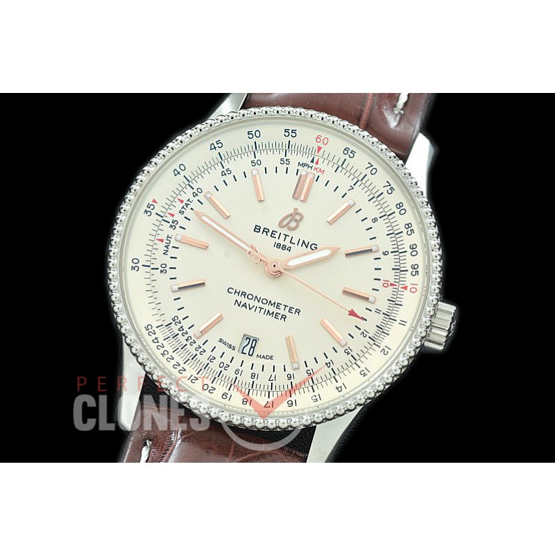 BLNV-41-101L TBF Navitimer 41mm Automatic SS/LE White A-2824 