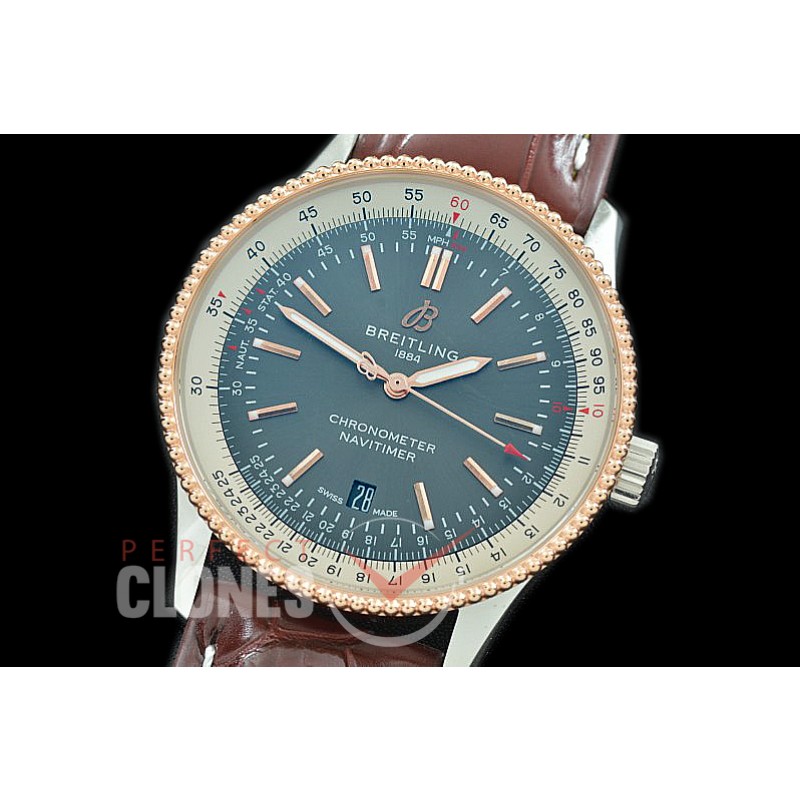 BLNV-41-108L TBF Navitimer 41mm Automatic SS/RG/LE Grey A-2824 