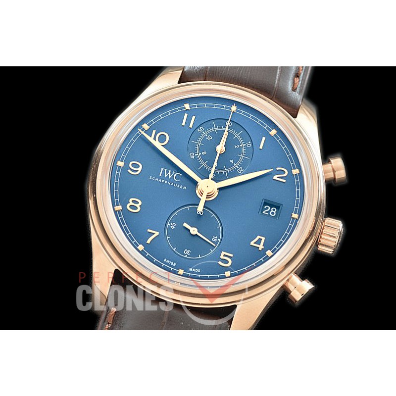 0 0 0 IWPGC-007 ZF Portugieser Chronograph Classic IW3903-05 Bucherer Limited Edition RG/LE Blue A-7750 Mod to Calibre IW89361