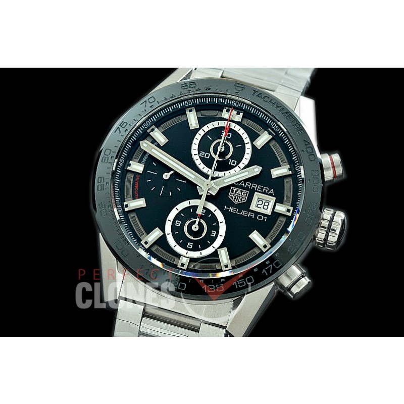 0 0 0 0 0 TGCH1-026 XF/VSF Carrera Heuer-01 Chronograph SS/SS Black A-7750 