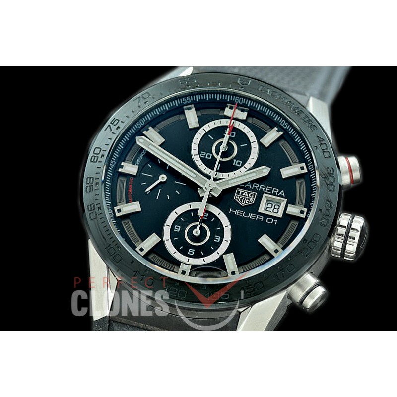 0 0 0 0 0 TGCH1-026R XF/VSF Carrera Heuer-01 Chronograph SS/RU Black A-7750