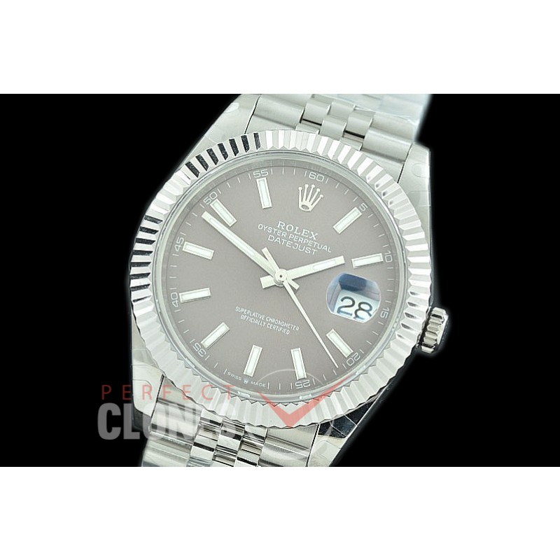 R41DJS-3235-103 BP 126334 Datejust 41mm SS/SS Fluted/Jubilee Dark Rhodium Sticks VR 3235 