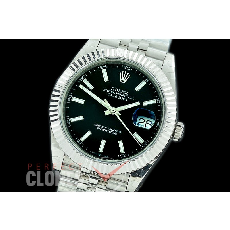 R41DJS-3235-102 BP 126334 Datejust 41mm SS/SS Fluted/Jubilee Black Sticks VR 3235 