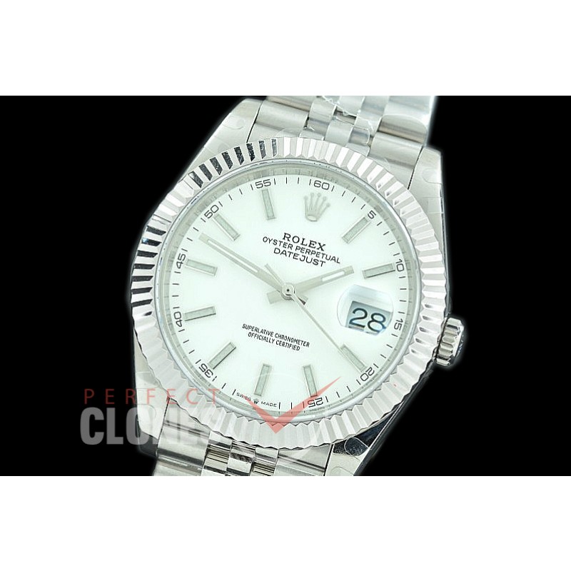 R41DJS-3235-101 BP 126334 Datejust 41mm SS/SS Fluted/Jubilee White Sticks VR 3235 