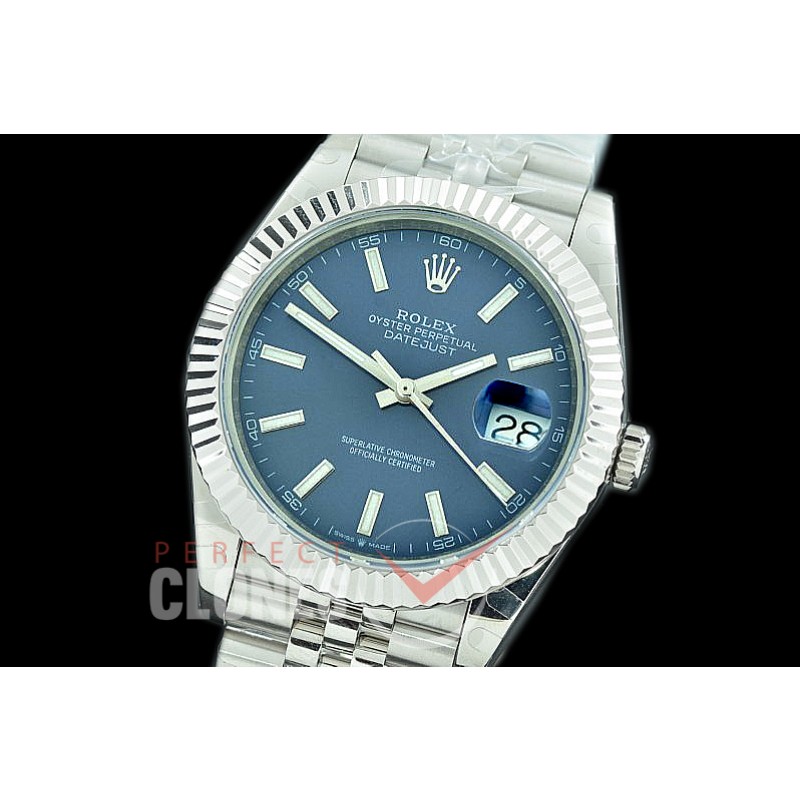 R41DJS-3235-104 BP 126334 Datejust 41mm SS/SS Fluted/Jubilee Blue Sticks VR 3235 