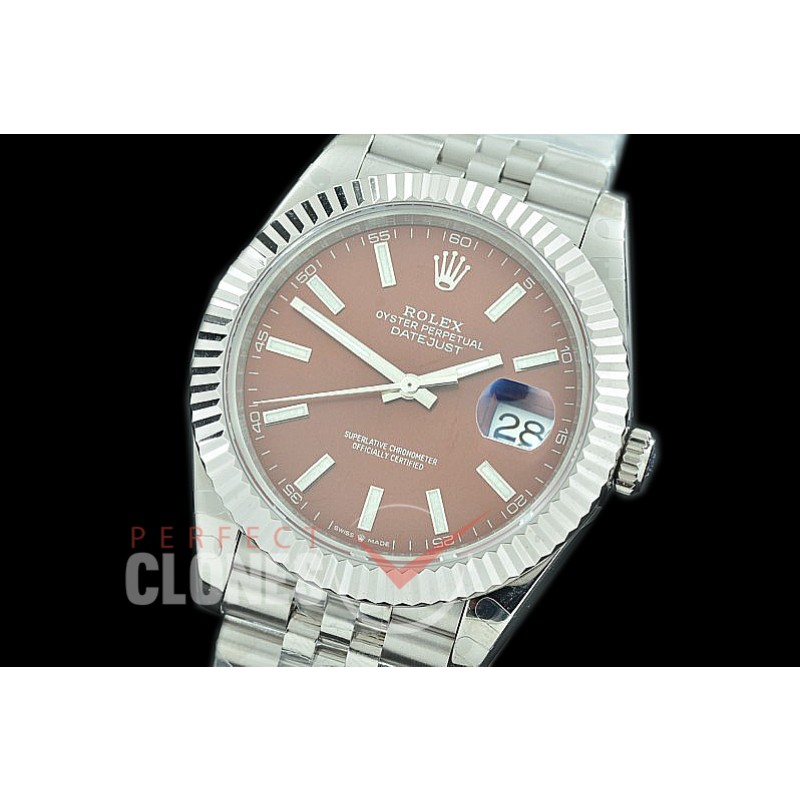 R41DJS-3235-105 BP 126334 Datejust 41mm SS/SS Fluted/Jubilee Brown Sticks VR 3235 