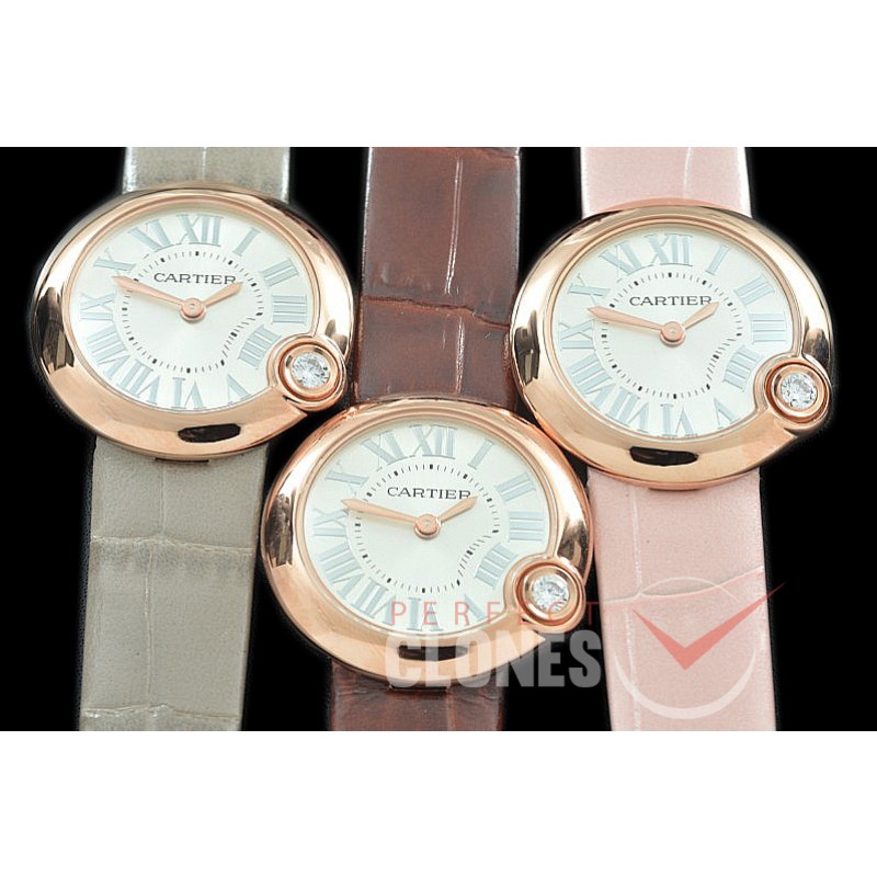 CARBB-106 V6F/XF/VSF 2020 Ballon Blanc de Cartier 30mm Ladies RG/LE White Swiss Quartz 