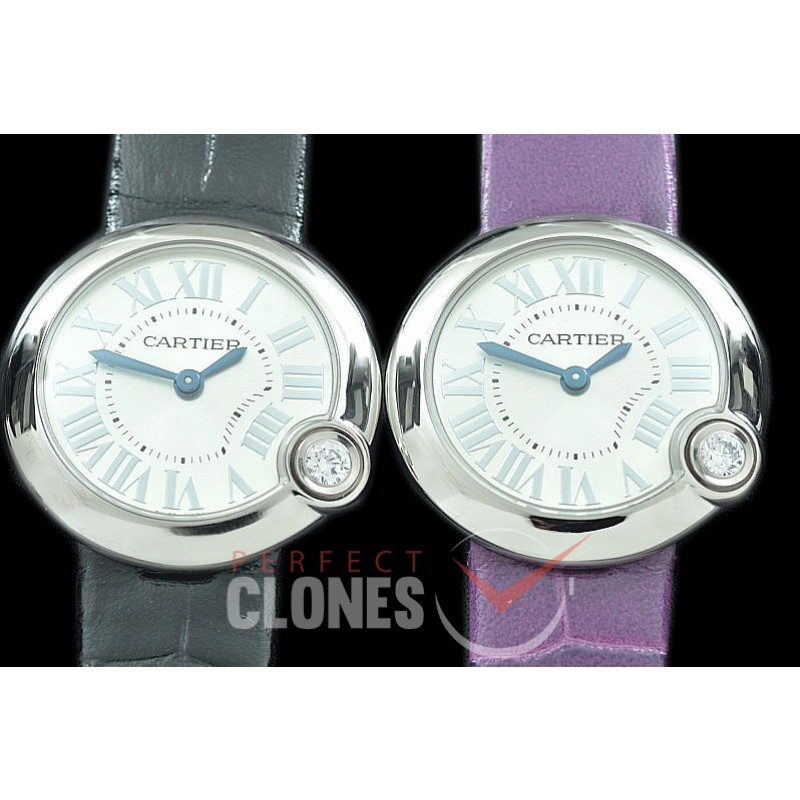 CARBB-101 V6F/XF/VSF 2020 Ballon Blanc de Cartier 30mm Ladies SS/LE White Swiss Quartz 