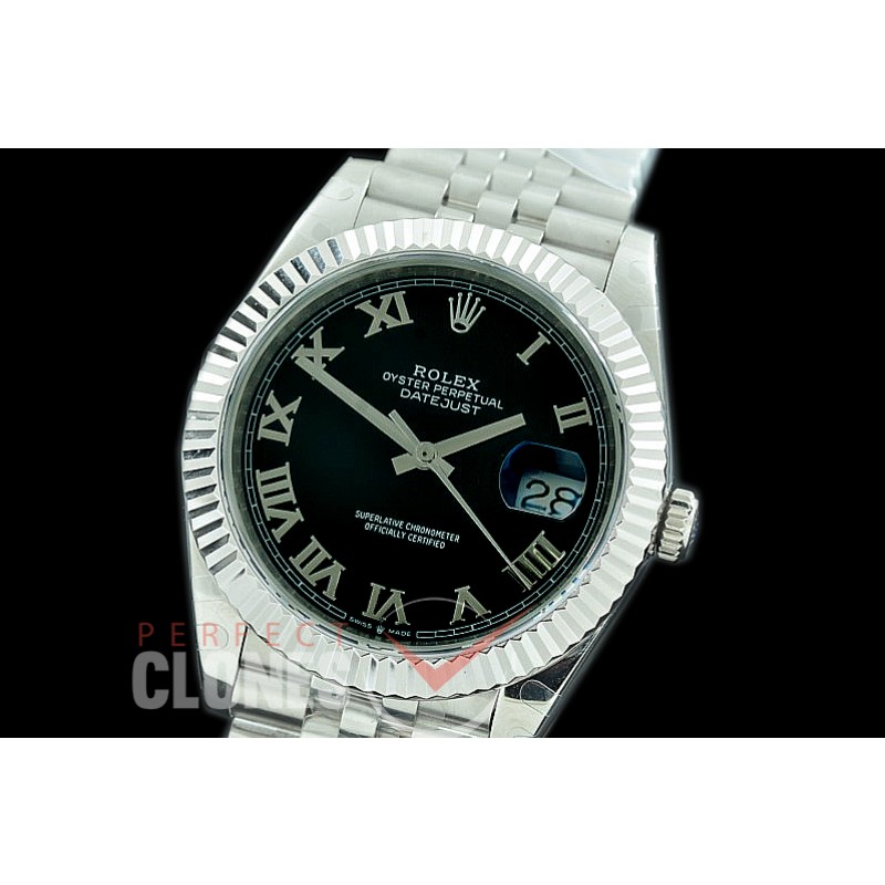 R41DJS-3235-122 BP 126334 Datejust 41mm SS/SS Fluted/Jubilee Black Roman VR 3235 