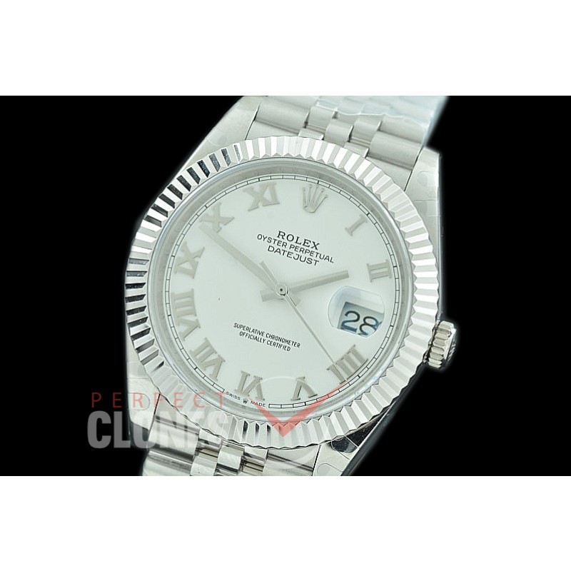R41DJS-3235-121 BP 126334 Datejust 41mm SS/SS Fluted/Jubilee White Roman VR 3235 