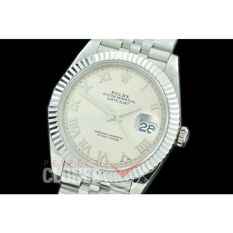 R41DJS-3235-120 BP 126334 Datejust 41mm SS/SS Fluted/Jubilee Silver Roman VR 3235 
