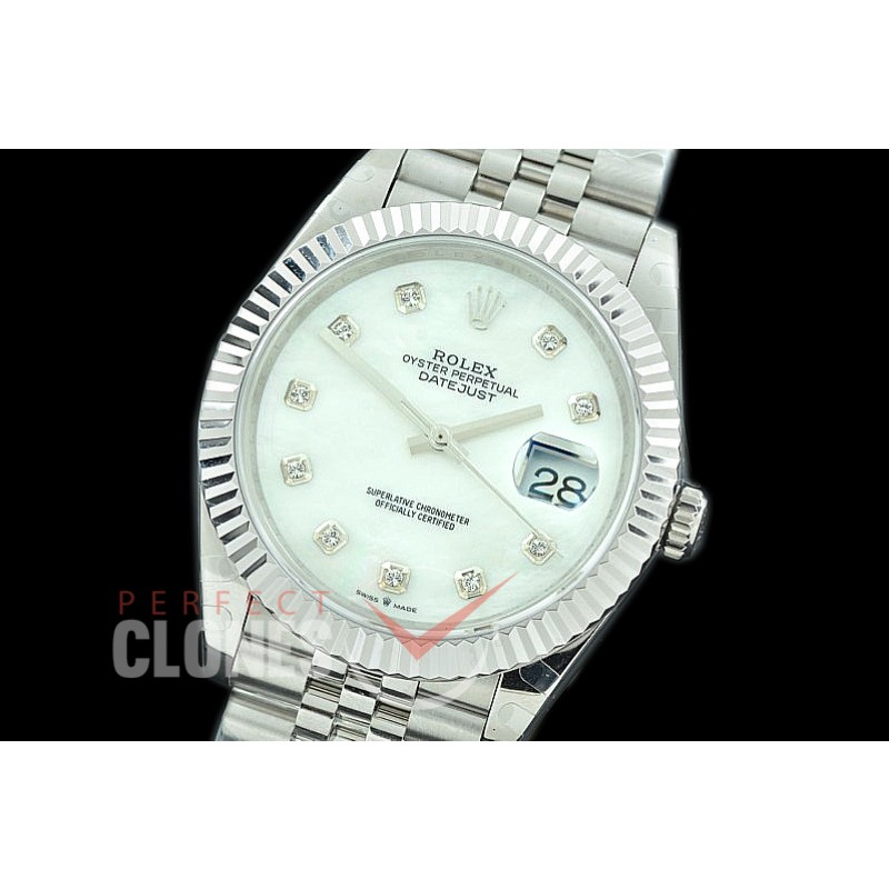 R41DJS-3235-117 BP 126334 Datejust 41mm SS/SS Fluted/Jubilee MOP White Diamonds VR 3235