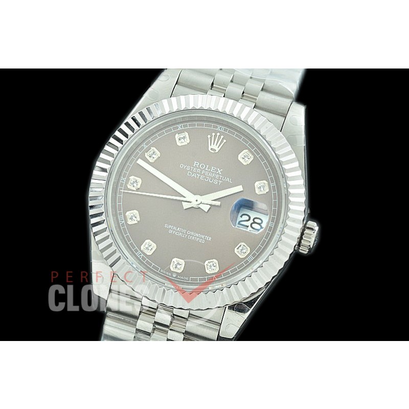 R41DJS-3235-113 BP 126334 Datejust 41mm SS/SS Fluted/Jubilee Dark Rhodium Diamonds VR 3235 