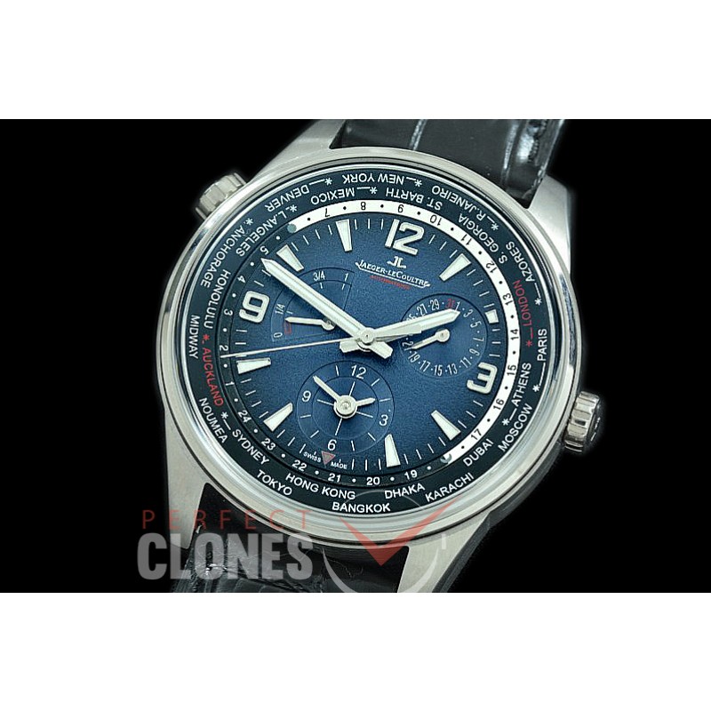 0 JLP-082 ZF Polaris Geographic World Time Reserve Duo Time SS/LE Blue Asian Modified Movt 
