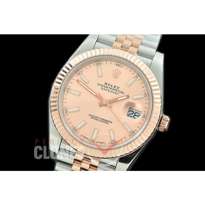R41DJTR-105J NF Datejust II 126331 904L Steel Fluted/Jubilee SS/RG Rose Gold Sticks SA 3235