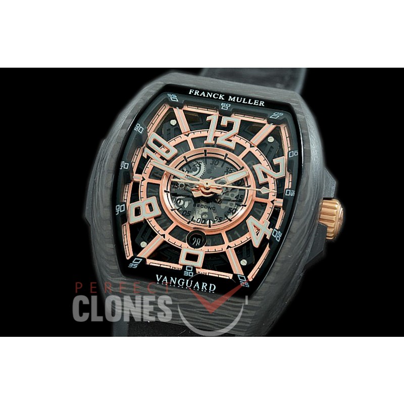 0 0 0 FMVG-015 Vanguard V45 SCDT Carbonnr Automatic VANGUARD RACING SKELETON 'LA MEJOR CARRERA DEL MUNDO' FC/RU Black Skeleton/Rose Gold Miyota 8205 