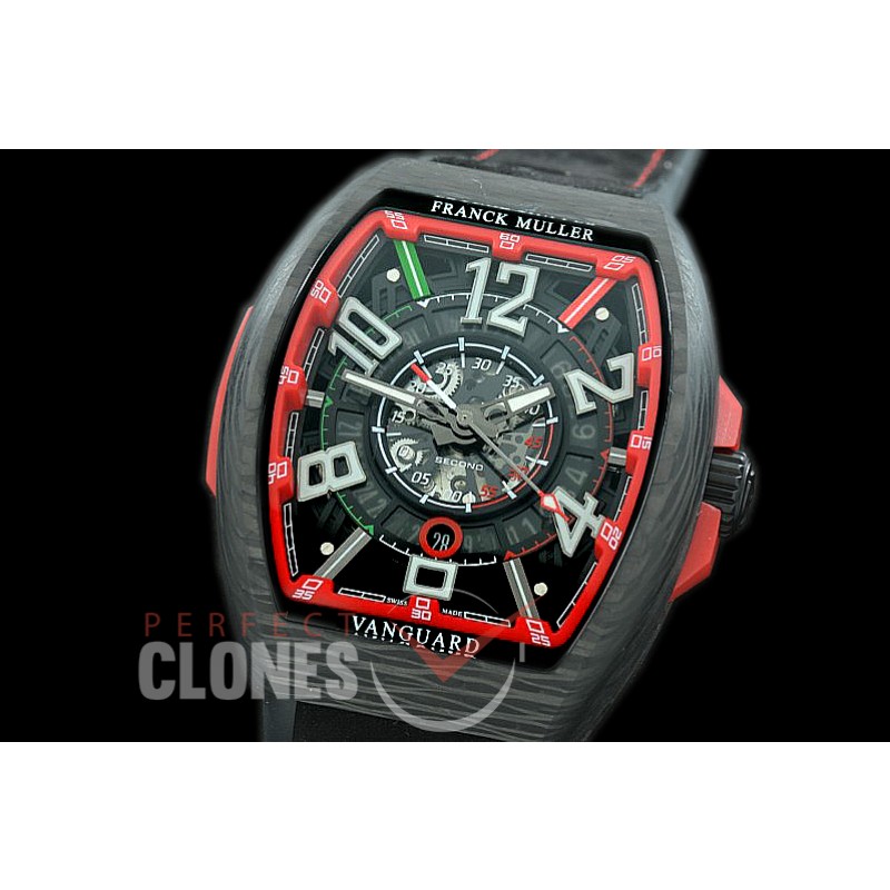 0 0 0 FMVG-014 Vanguard V45 SCDT Carbonnr Automatic VANGUARD RACING SKELETON 'LA MEJOR CARRERA DEL MUNDO' FC/RU Black Skeleton/Red Miyota 8205 
