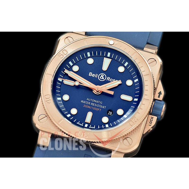 0 0 0 BR03-92-052 BR03-92 Diver RG/RU Blue Miyota 9015 