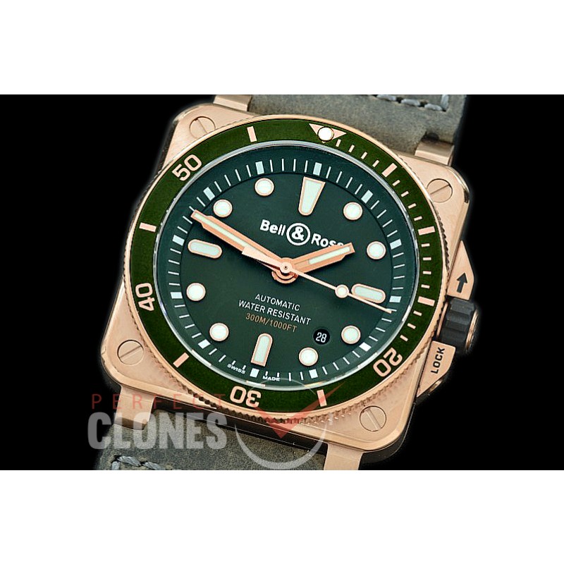0 0 0 BR03-92-058 BR03-92 Diver RG/RU Khaki Green Miyota 9015 