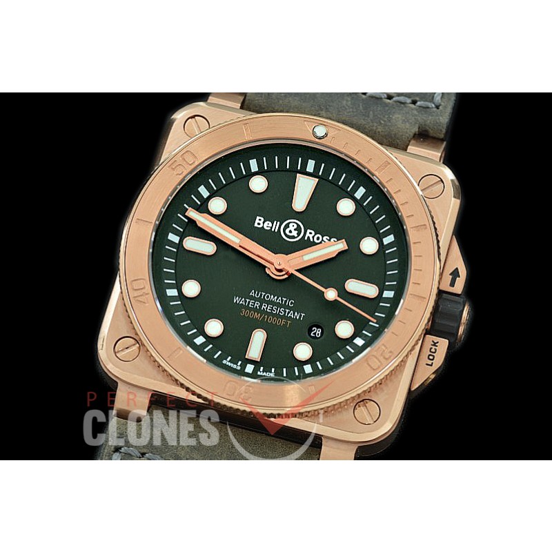 0 0 0 BR03-92-053 BR03-92 Diver RG/LE Khaki Green Miyota 9015 