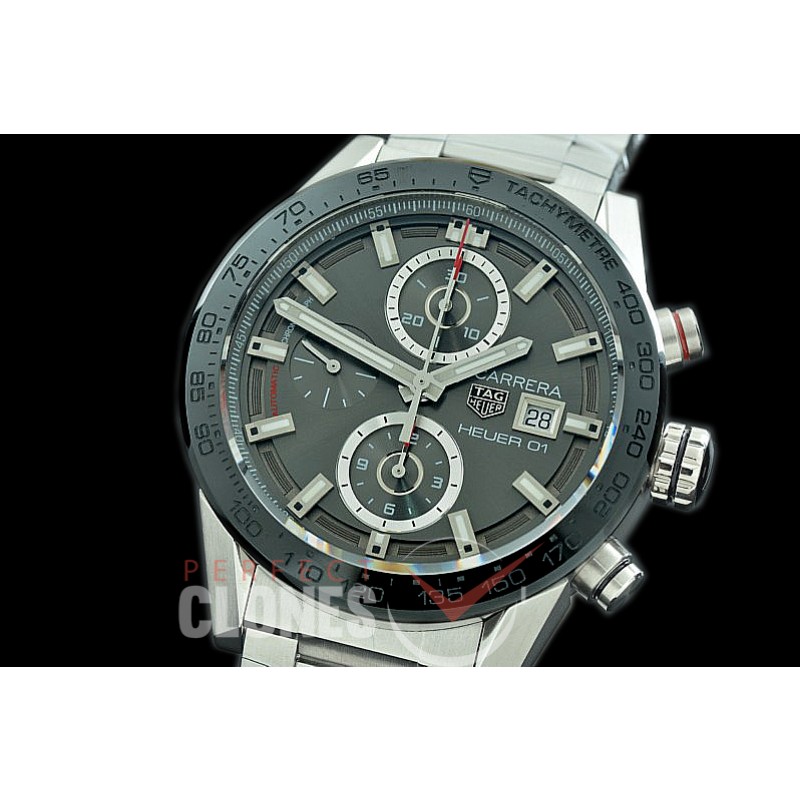 0 0 0 0 0 TGCH1-027 XF/VSF Carrera Heuer-01 Chronograph SS/SS Grey A-7750 