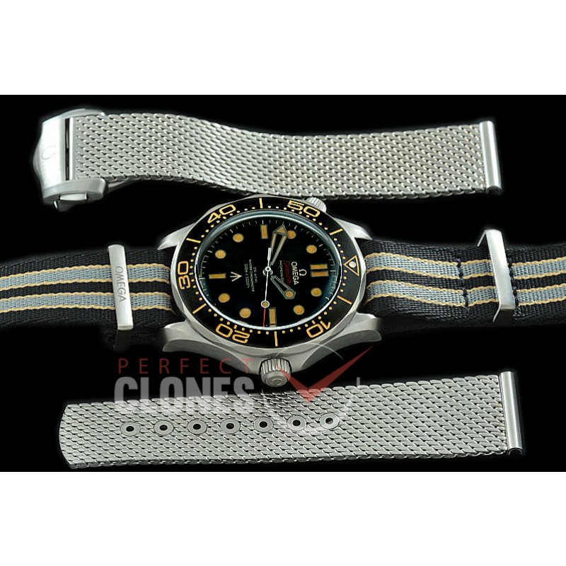 0 0 OM300M-0007 Seamaster Diver 007 Limited Edition 300M TI/NT Black Asian 2824 Mod 8806 - Bundle with Mesh Bracelet 