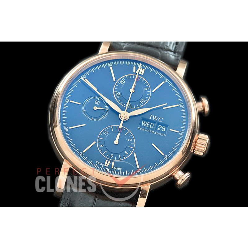0 0 0 IWPT-113 IW391035 Portofino Chronograph Classic RG/LE Blue/ R-Gold A-7750 