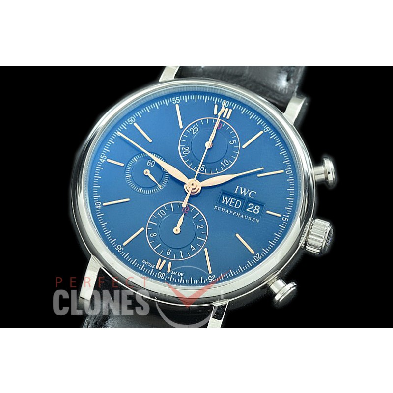 0 0 0 IWPT-106 IW391036 Portofino Chronograph Classic SS/LE Blue/ R-Gold A-7750 