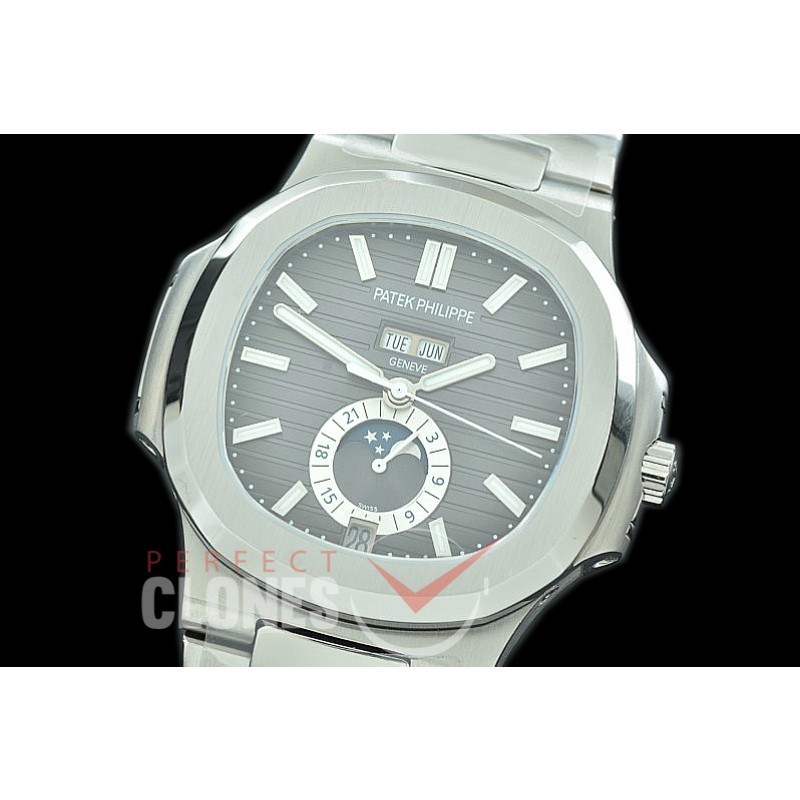 PP-5726-032 V9F Nautilus 5726 Annual Calender SS/SS Grey Miyota 9100 Mod to Calibre 324