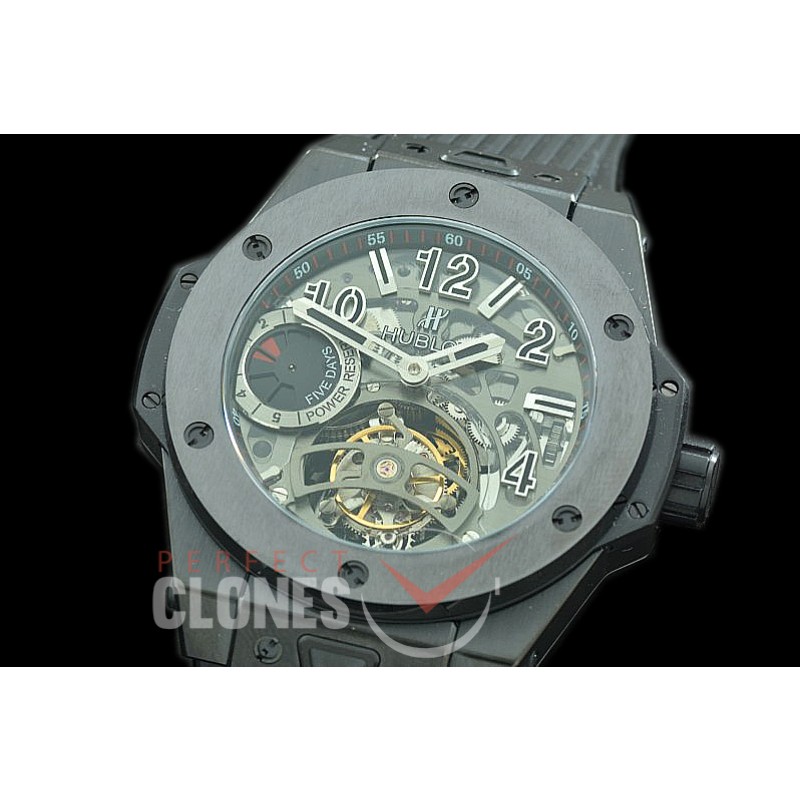 0 0 0 HB45-083 MGF Big Bang Unico Tourbillon 5 Days Reserve PVD/RU Skeleton SG Tourbillon 