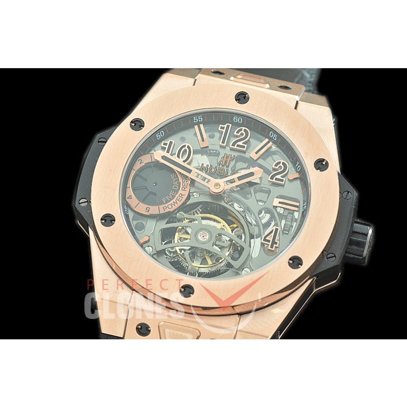 0 0 0 HB45-081 MGF Big Bang Unico Tourbillon 5 Days Reserve RG/RU Skeleton SG Tourbillon 