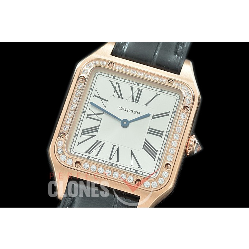 CAR-SD-261D F1-F 2019 Santos-Dumont Men RG/LE White Swiss Quartz 