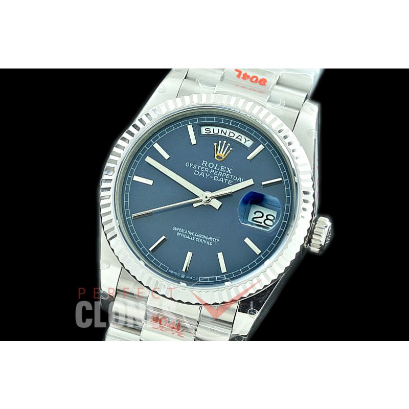 R36DDS-004 GMF 128239 2019 DayDate SS/SS Fluted/President Blue Sticks A-2836