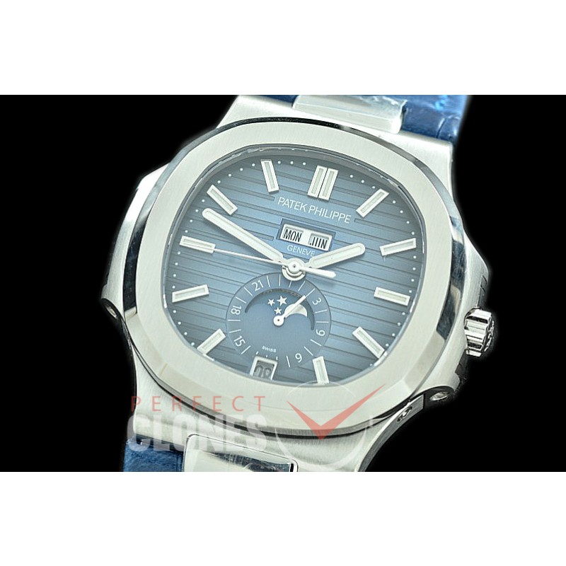 PP-5726-103L GRF V3 Nautilus 5726 Annual Calender SS/LE Blue Miyota 9100 Mod to Calibre 324