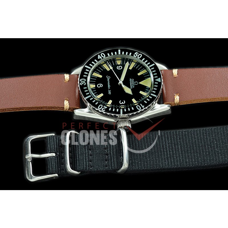 0 0 OMSEV00101 ANF Vintage Seamaster 300M SS/LE Black A-2836 - Free Nato Strap Bundle 