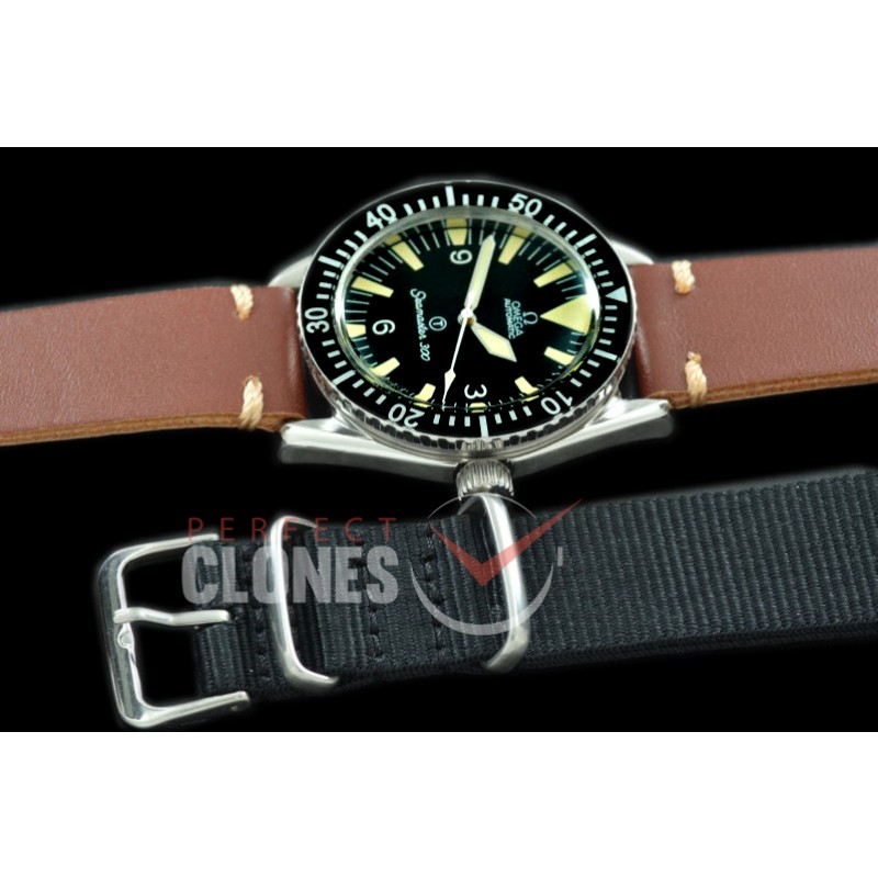 0 0 OMSEV00102 ANF Vintage Seamaster 300M SS/LE Black A-2836 - Free Nato Strap Bundle 